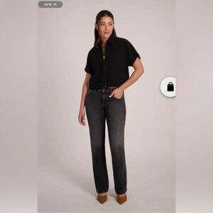 2025 YOGA JEANS CHLOE Charcoal Black wash Stretch High Waisted wide leg Jeans 29